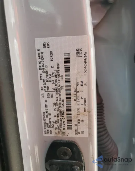 2021 Ford F150 Supercrew z USA, uszkodzony, nr VIN 1FTEW1CP2MKE62928